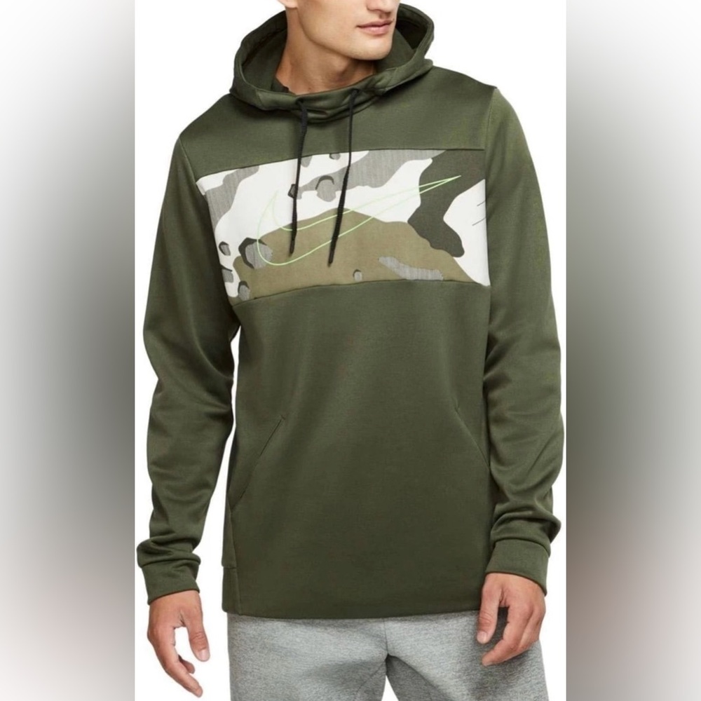 Nike dry fit Olive green Camo hoodie Sweatshirt. Size small . Men or youth